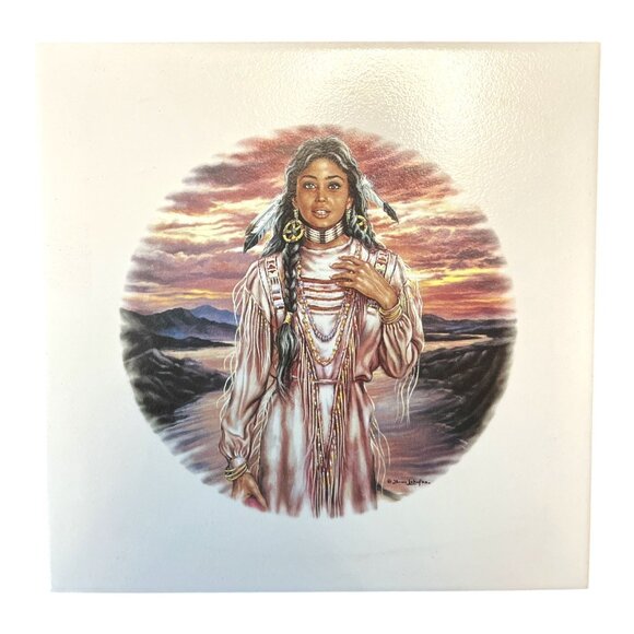 Decorative Tile Trivet by Tile Art – Native American Woman Portrait 1990s-2000s - Picture 4 of 4